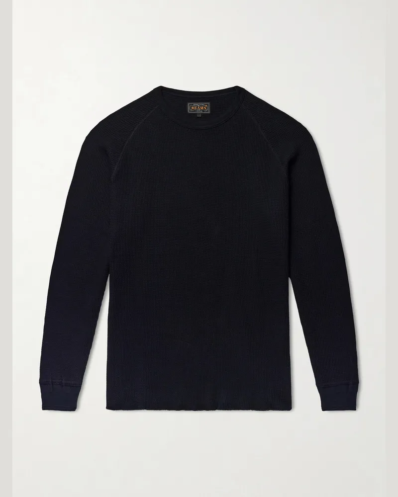 Beams Plus Thermal Waffle-Knit Cotton T-Shirt Black