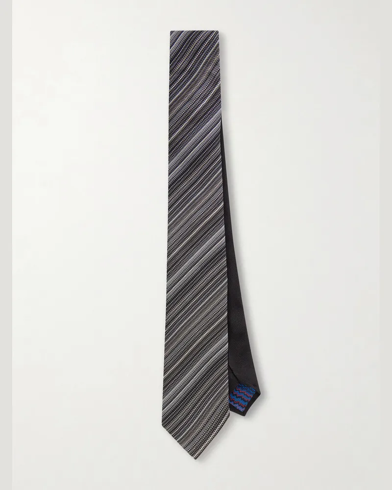 Missoni 7cm Striped Silk-Jacquard Tie Gray