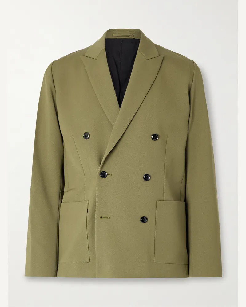NN 07 Jordin 10002 Double-Breasted Wool-Blend Twill Blazer Green