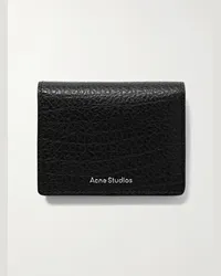 Acne Studios Aufklappbares Kartenetui aus vollnarbigem Leder Schwarz