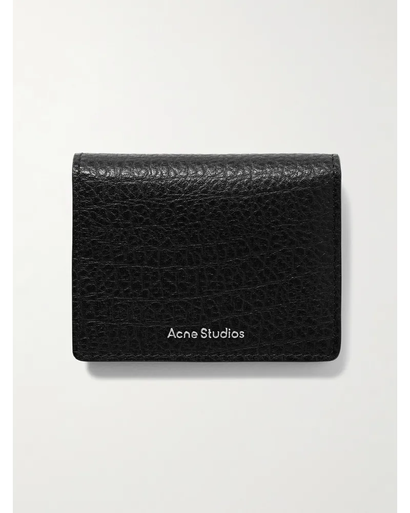 Acne Studios Aufklappbares Kartenetui aus vollnarbigem Leder Schwarz