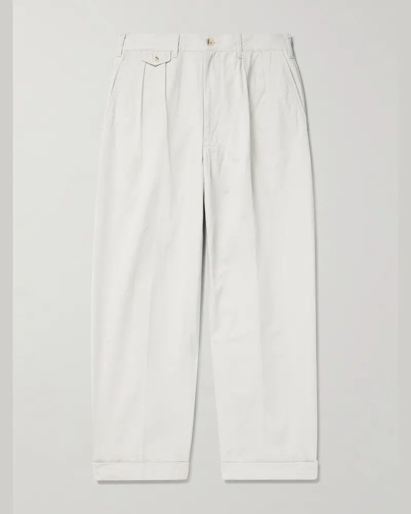 Beams Plus Schmal zulaufende Hose aus Baumwoll-Twill mit Falten Neutral