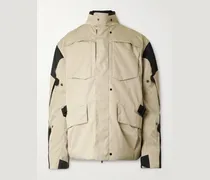 Oversized Logo-Embroidered Padded Two-Tone Canvas Jacket
