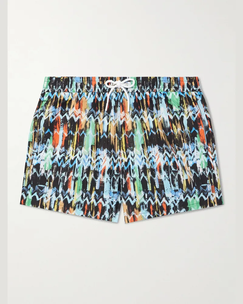 Missoni Gerade geschnittene mittellange Badeshorts mit Print Blau