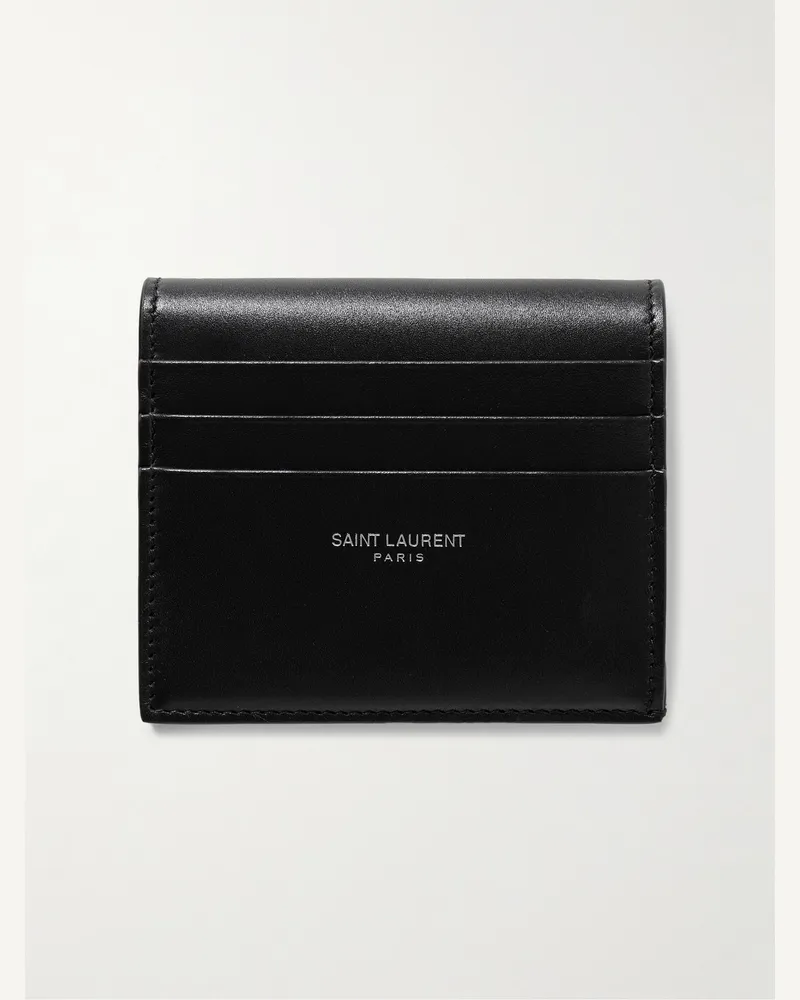 Saint Laurent Logo-Print Leather Cardholder Black