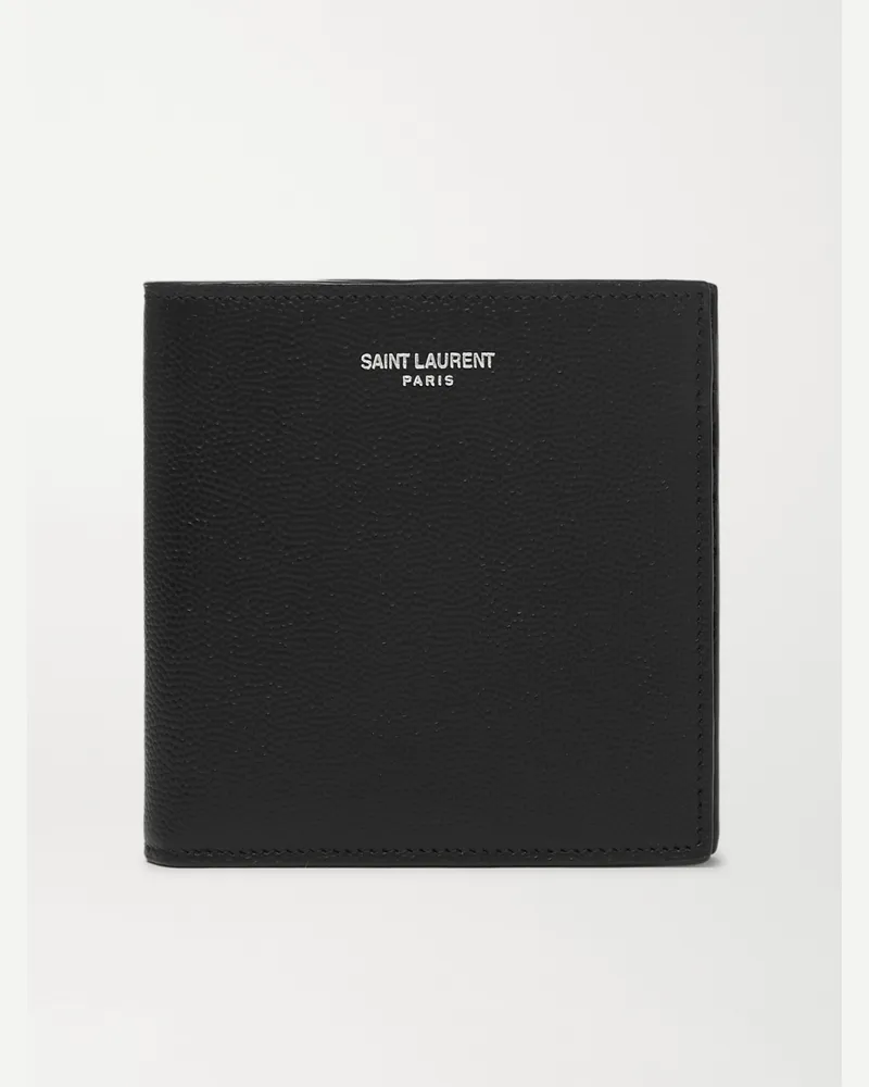 Saint Laurent Portemonnaie aus genarbtem Leder mit Logoprint Schwarz