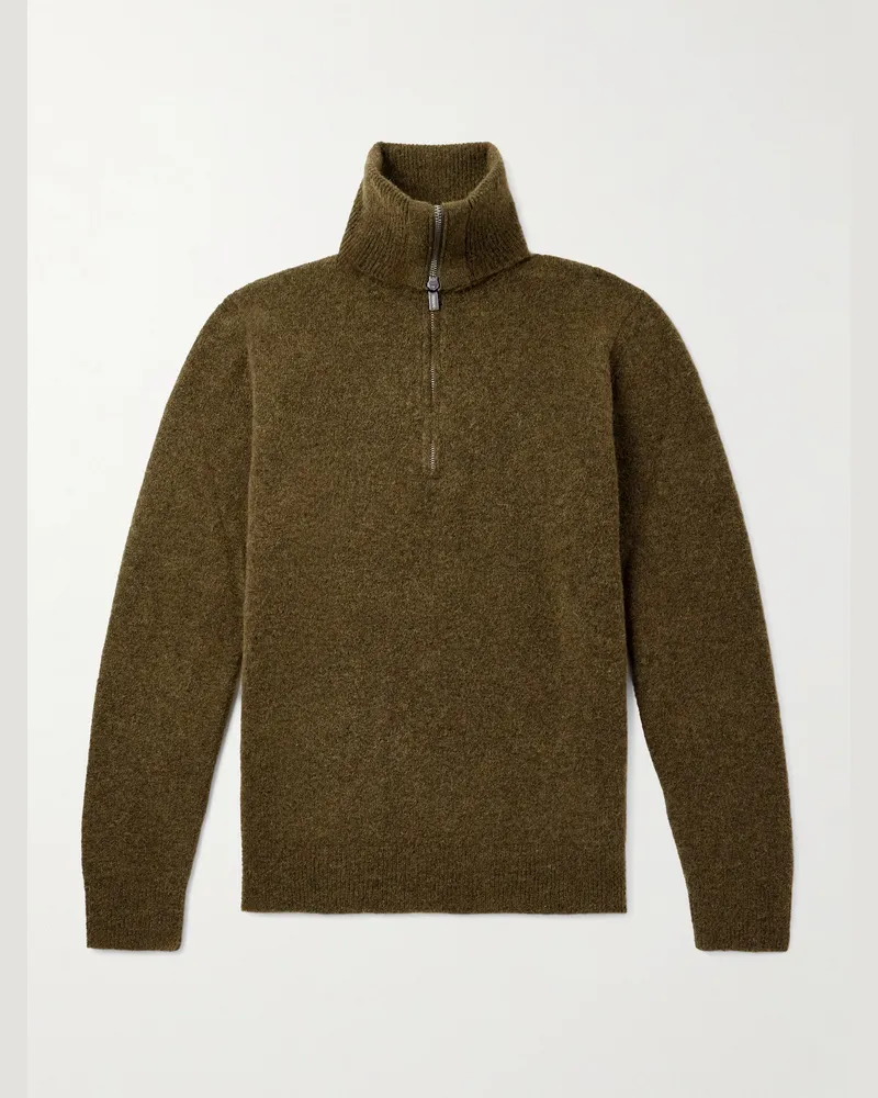 BARENA Alpaca-Blend Half-Zip Sweater Green