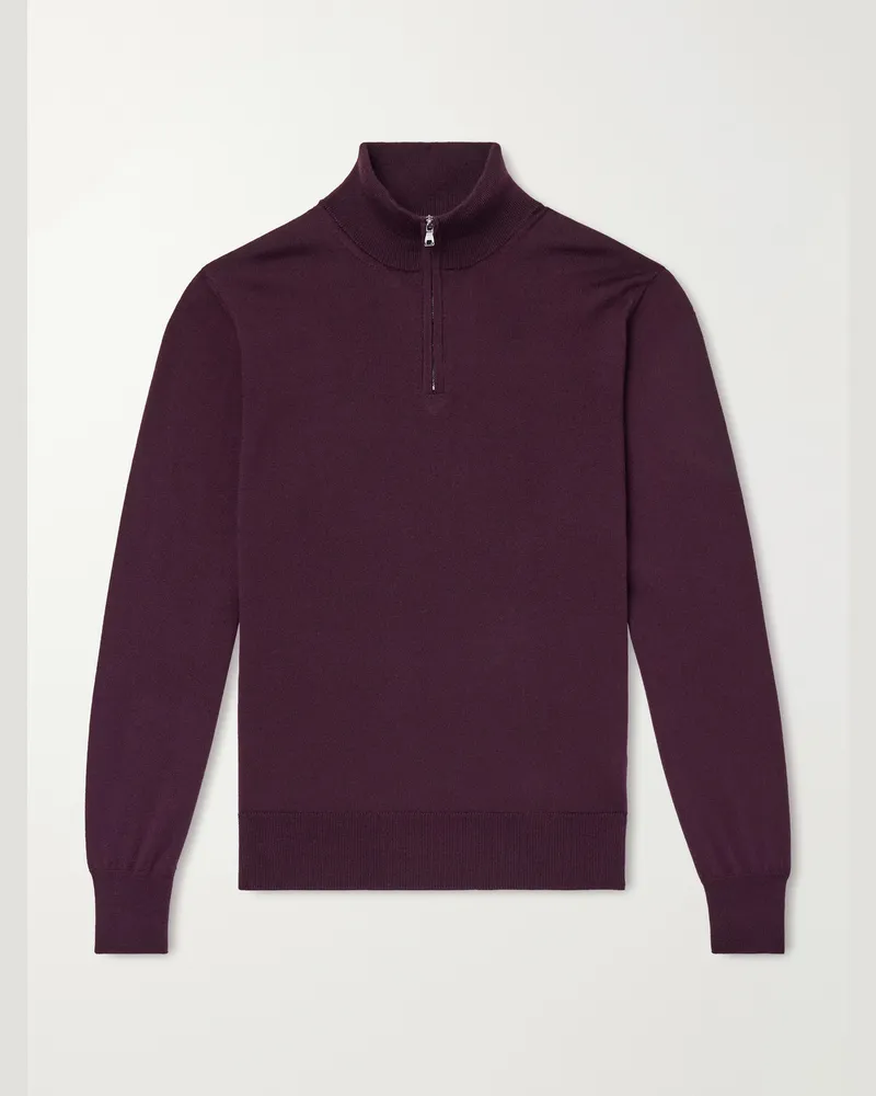 MR P. Merino Wool Half-Zip Sweater Purple