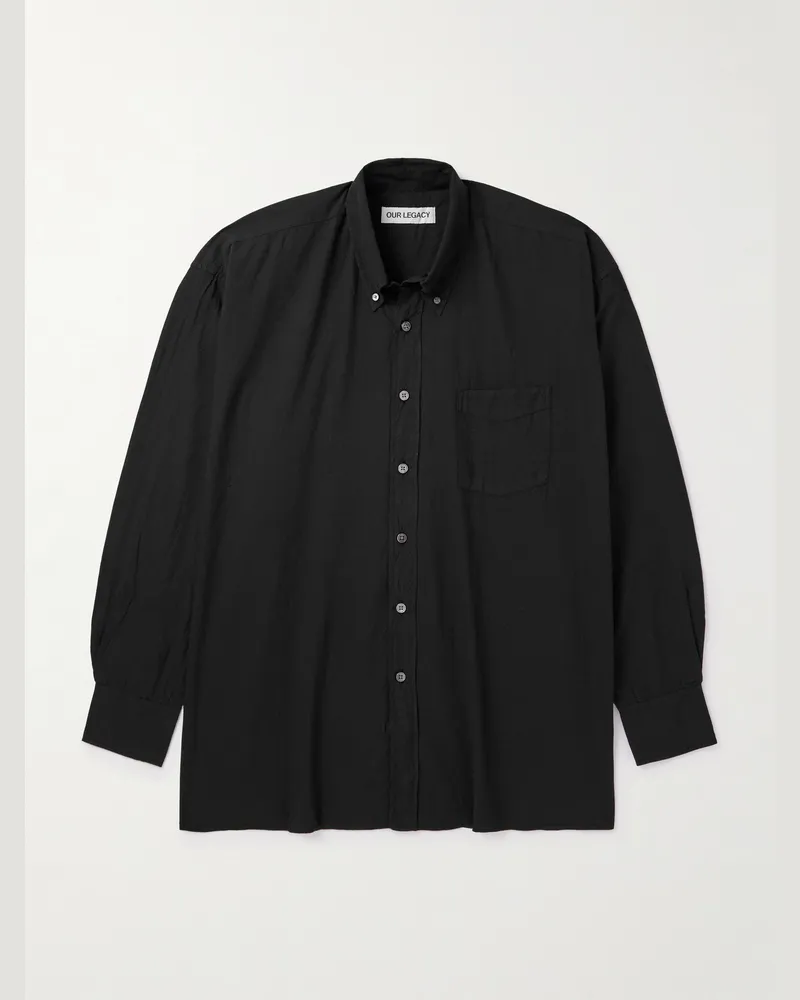 Our Legacy Hemd aus Baumwollpopeline mit Button-Down-Kragen Schwarz