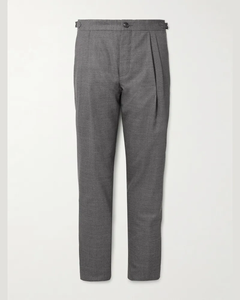 MR P. Steve schmal zulaufende Hose aus Wolle mit Falten Grau