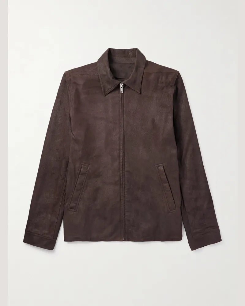 Rick Owens Brad Suede Jacket Brown