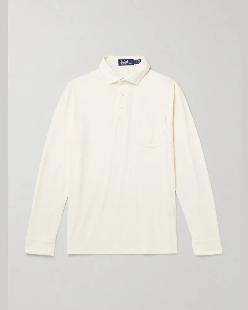 Ralph Lauren Oberteil aus gebürstetem Jersey mit Polokragen und Logostickerei Weiß