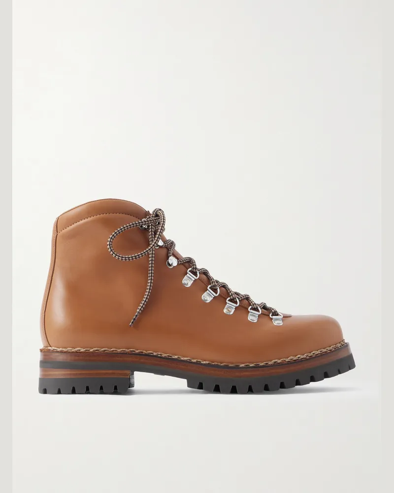 Loro Piana Schnürstiefel aus geöltem Leder Braun