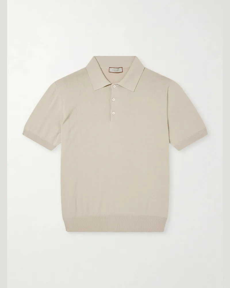 Canali Cotton Polo Shirt Neutrals
