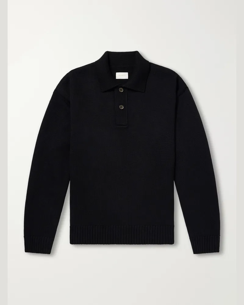 Aimé Leon Dore Merino Wool Polo Sweater Black