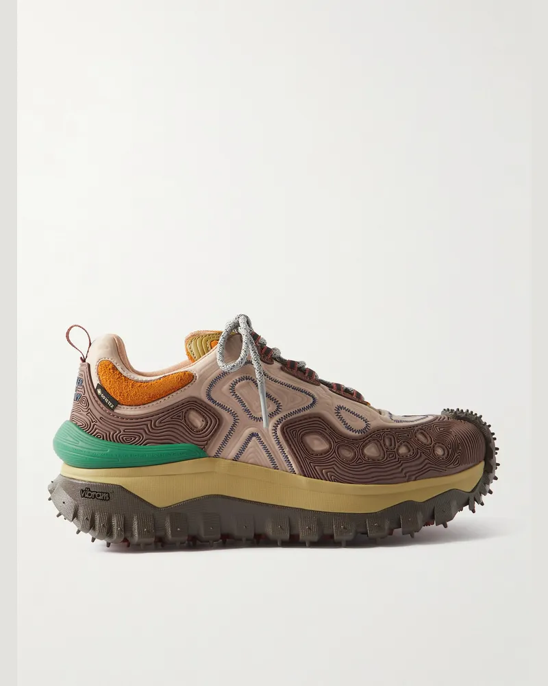 Moncler Salehe Bembury Trailgrip Grain Rubber-Trimmed GORE-TEX Ballistic Nylon Sneakers Brown