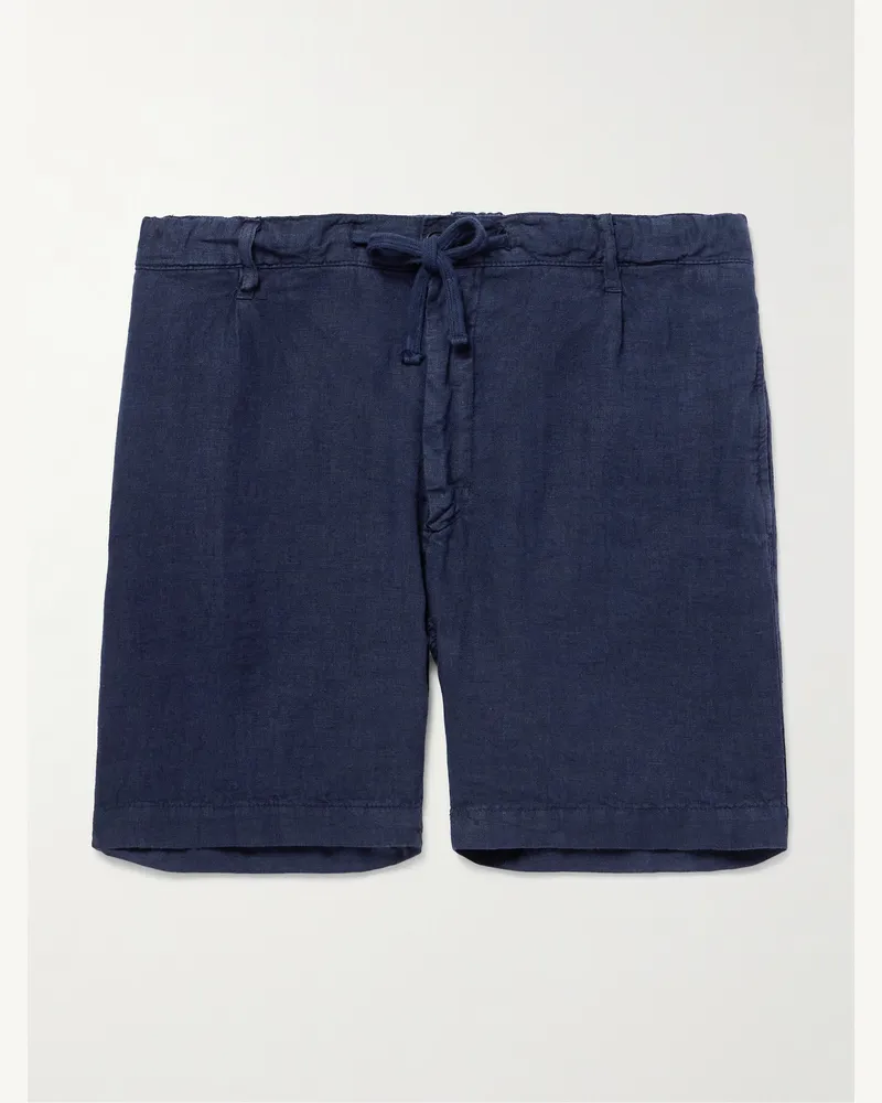 Hartford Tank gerade geschnittene Shorts aus Leinen mit Kordelzugbund Blau