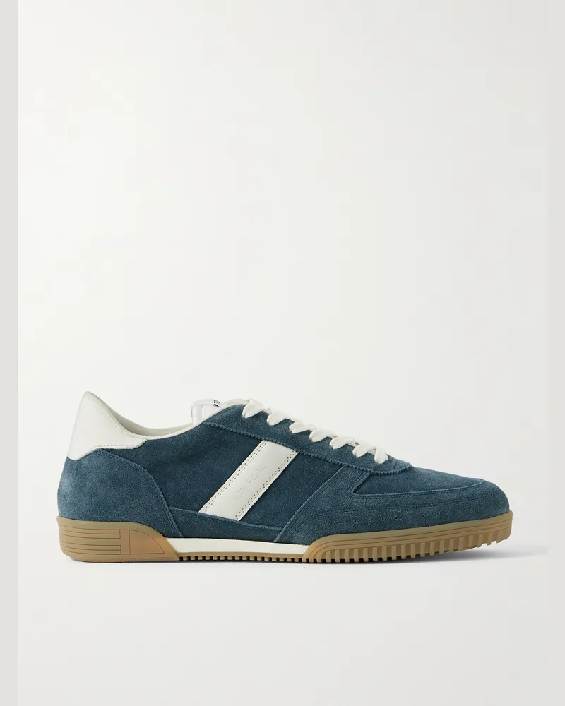 Tom Ford Terence Sneakers aus Veloursleder mit Lederbesatz Blau