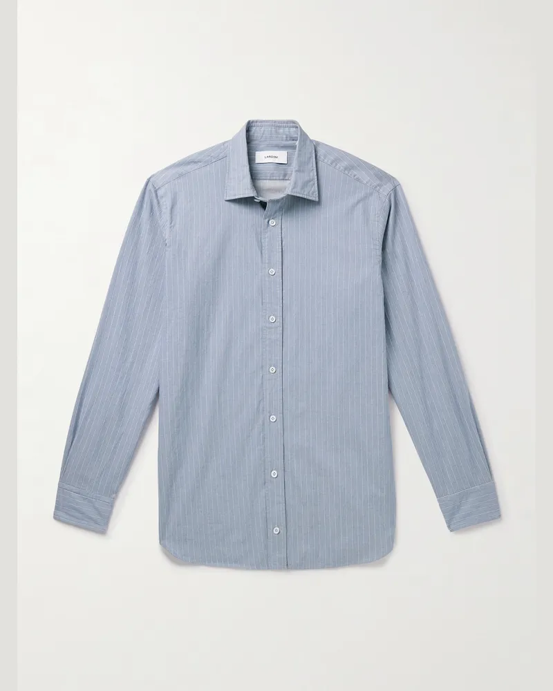 LARDINI Dante gestreiftes Hemd aus Baumwolle Blau