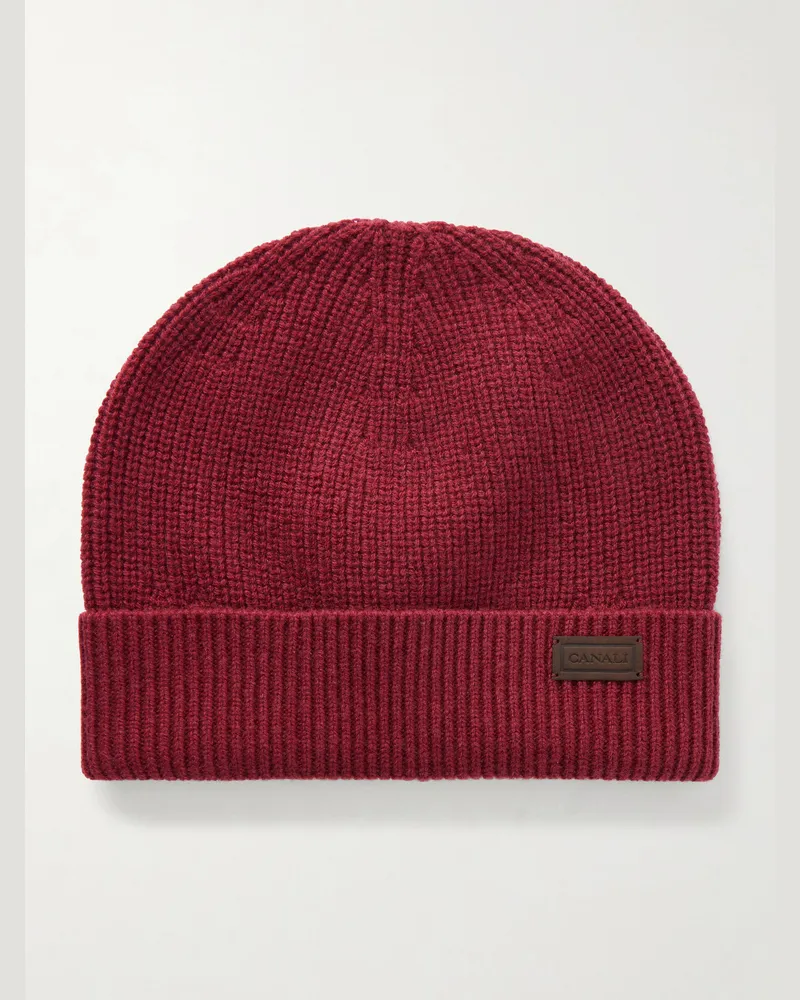 Canali Wool and Cashmere-Blend Beanie Red