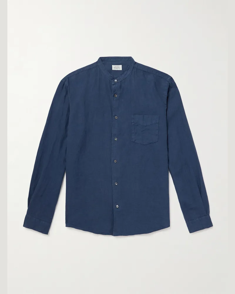 Hartford Premium Pat Hemd aus Leinen mit Stehkragen Blau