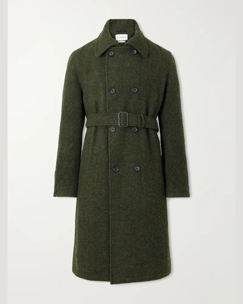 Oliver Spencer Morgan Double-Breasted Wool Coat Green