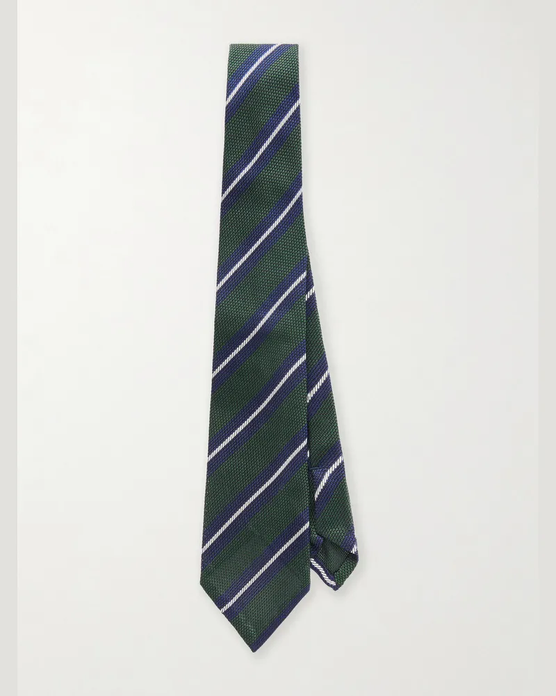 Dunhill 9.5cm Striped Silk Tie Green
