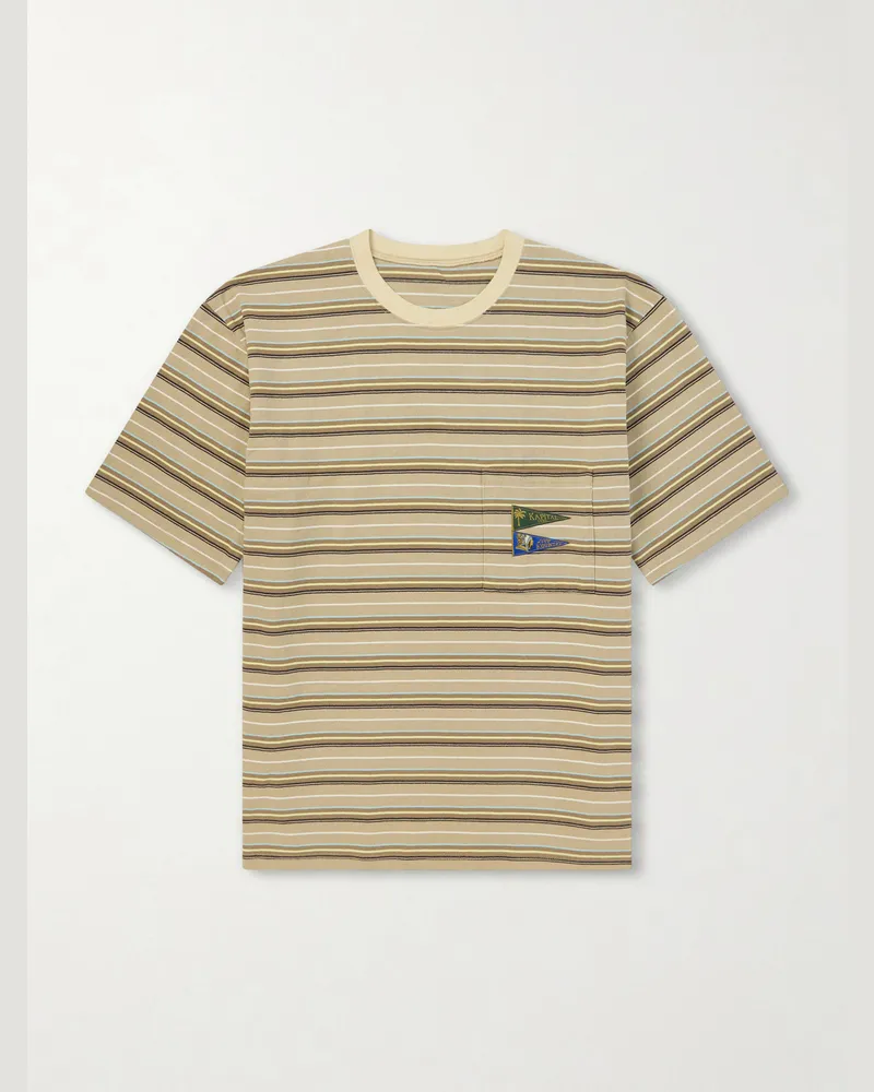 KAPITAL T-Shirt aus Baumwoll-Jersey mit gestreifter Logoapplikation Neutral