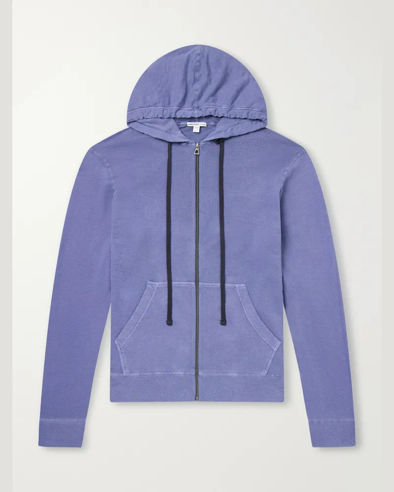 James Perse Supima Cotton-Jersey Zip-Up Hoodie Blue
