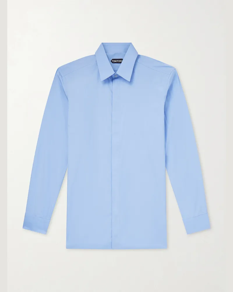 Tom Ford Hemd aus Baumwollpopeline Blau