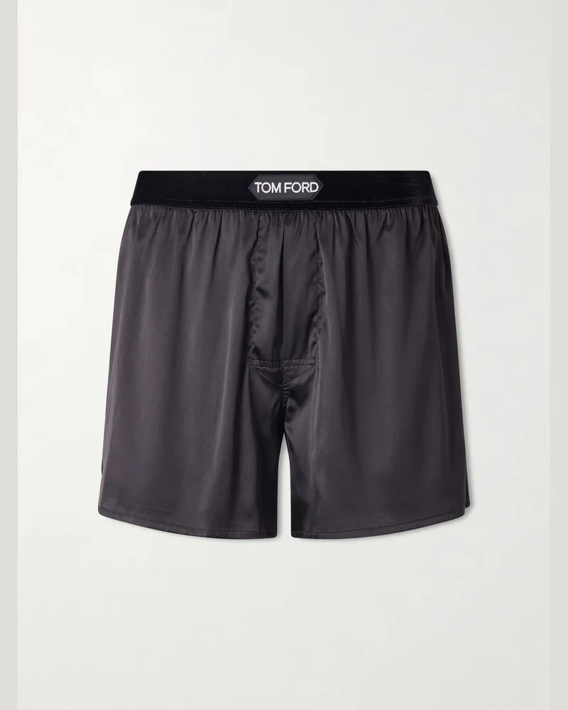 Tom Ford Silk-Blend Satin Boxer Briefs Black