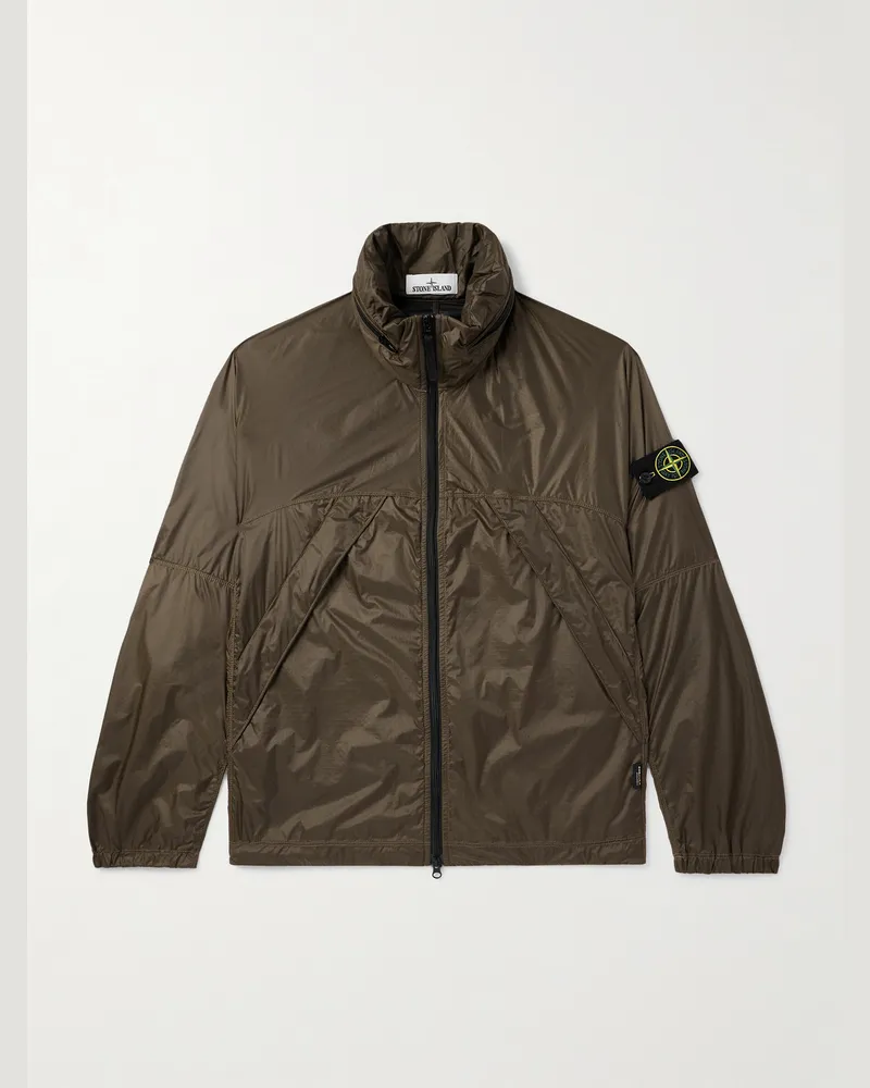 Stone Island Kapuzenjacke aus Ripstop mit Logodetail Braun