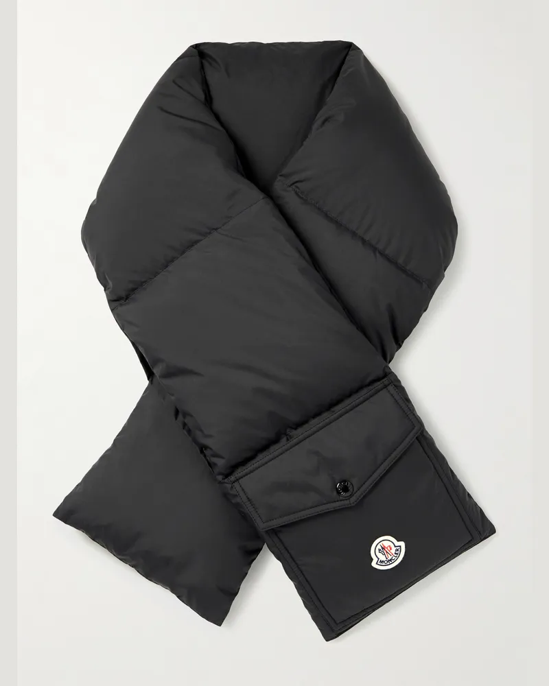 Moncler Daunenschal aus gestepptem Shell mit Logoapplikation Schwarz