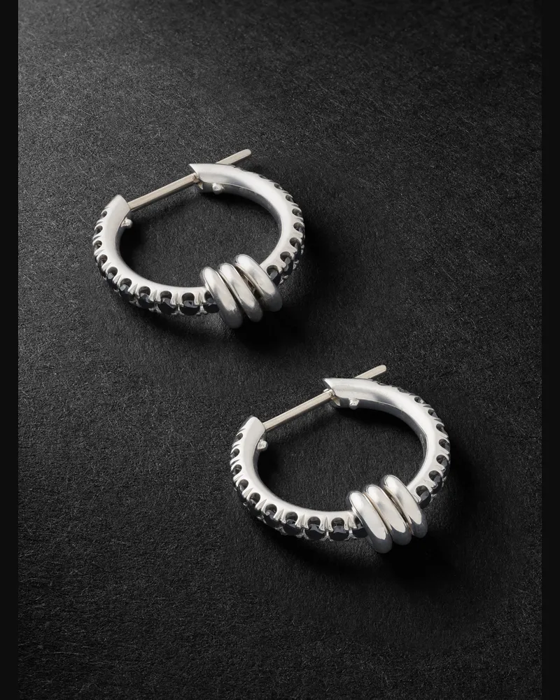 Spinelli Kilcollin Ara Creolen aus Sterlingsilber mit Diamanten Schwarz