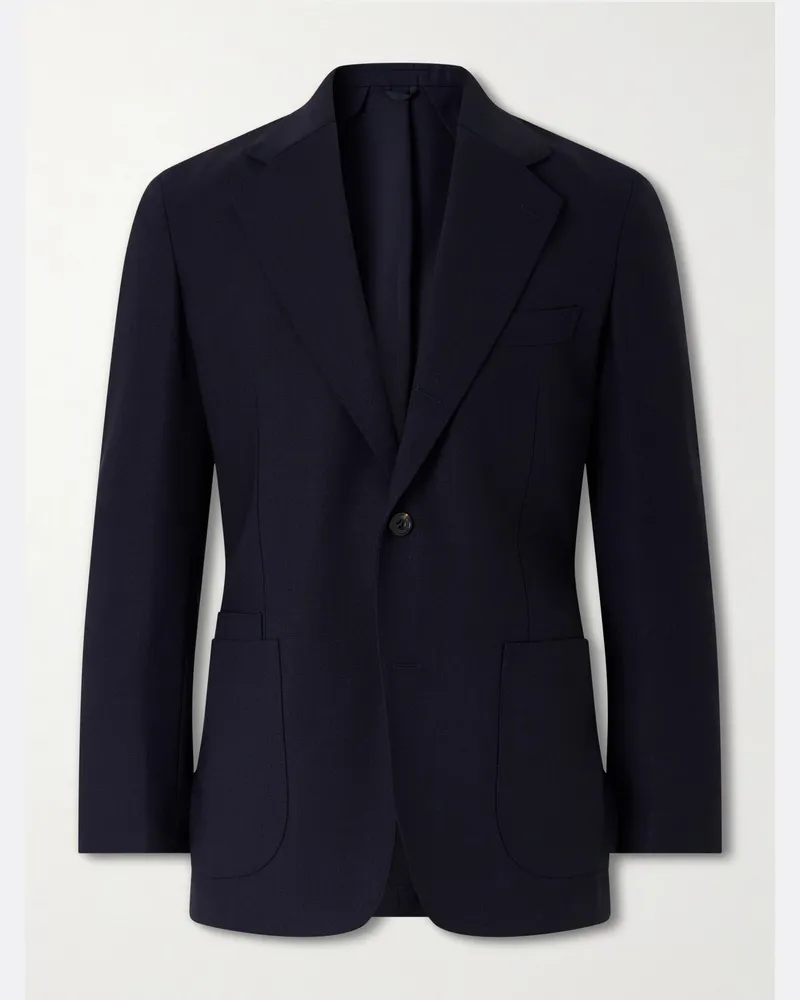 Drake's Virgin Wool Suit Jacket Blue