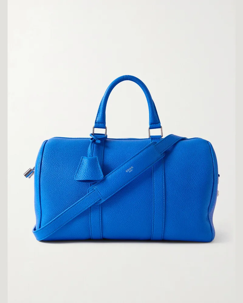 Celine Boston große Reisetasche aus vollnarbigem Leder Blau