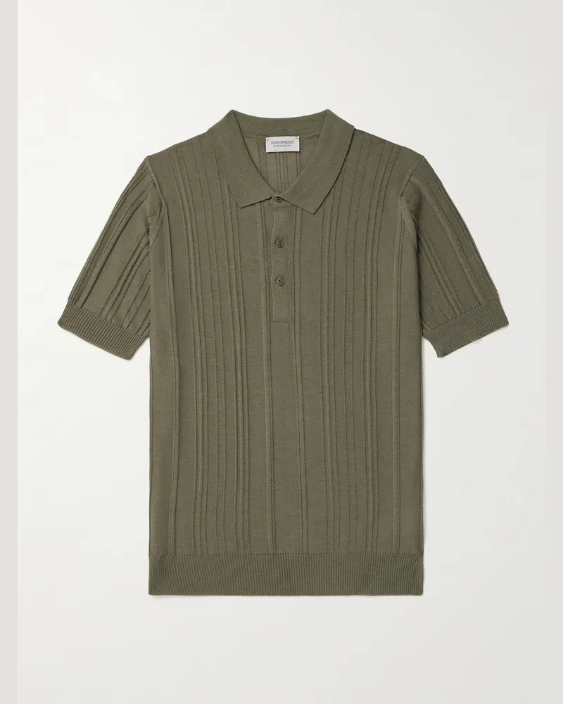John Smedley Jaxen Polohemd aus Merinowolle Grün