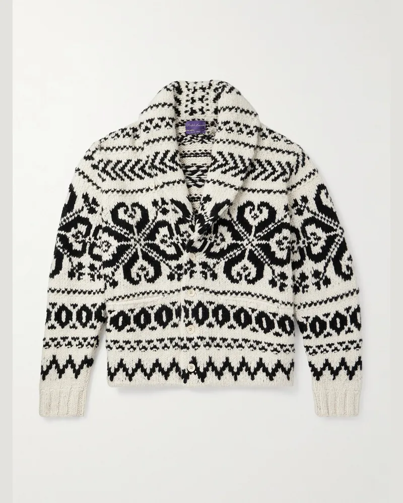 Ralph Lauren Shawl-Collar Cashmere-Jacquard Cardigan Black