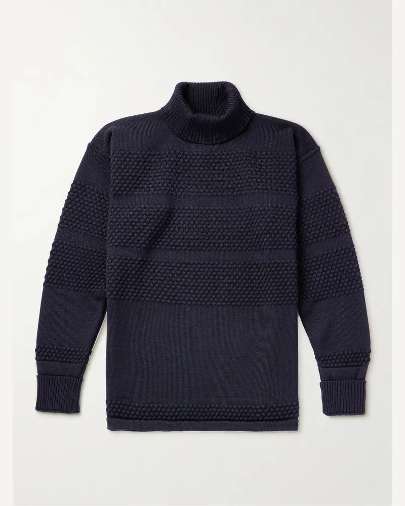 S.N.S Herning Textured Virgin Wool Rollneck Sweater Blue