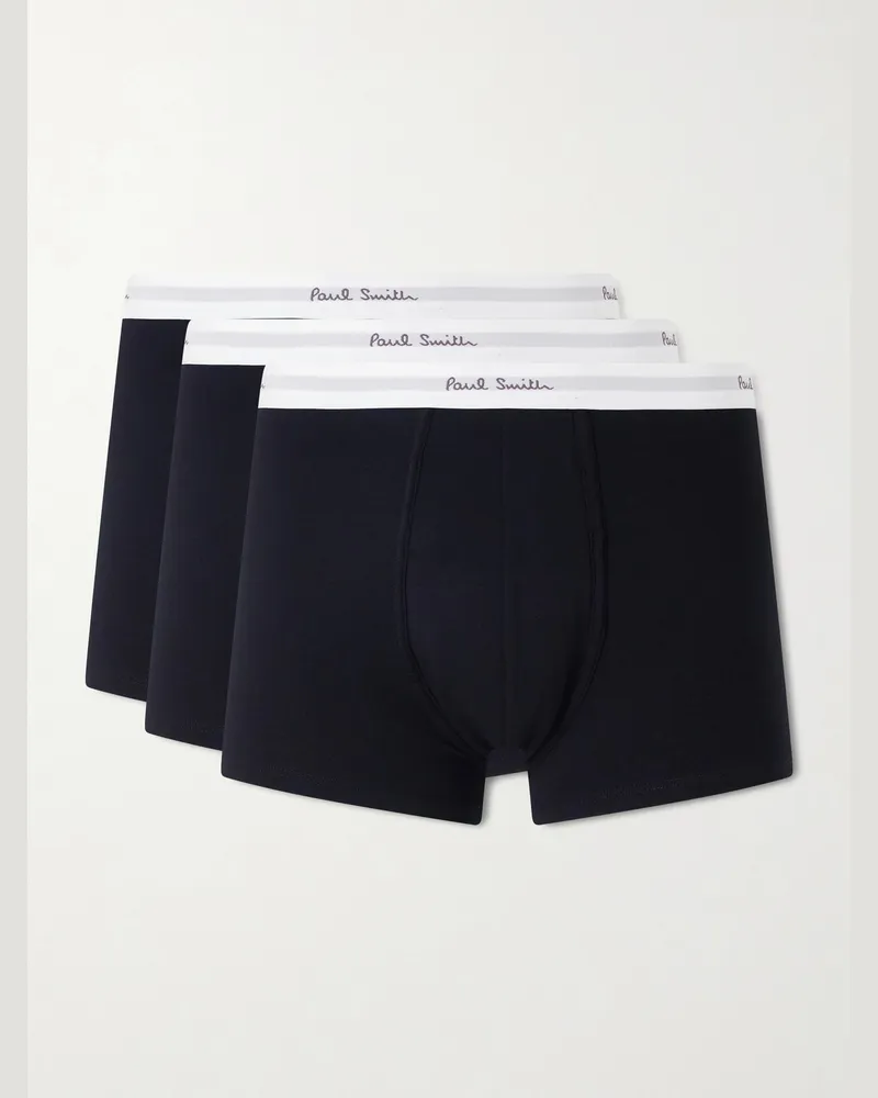 Paul Smith Three-Pack Stretch Organic Cotton-Jersey Boxer Briefs Black
