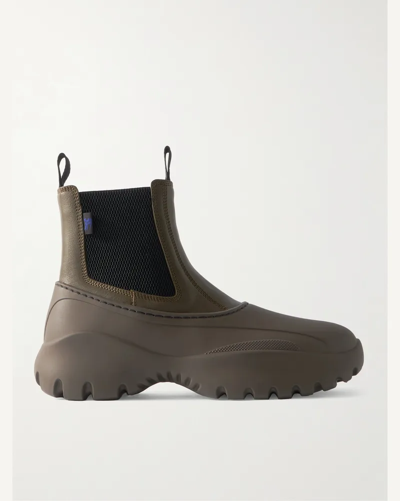 Burberry Chelsea Boots aus Leder und Gummi Grün