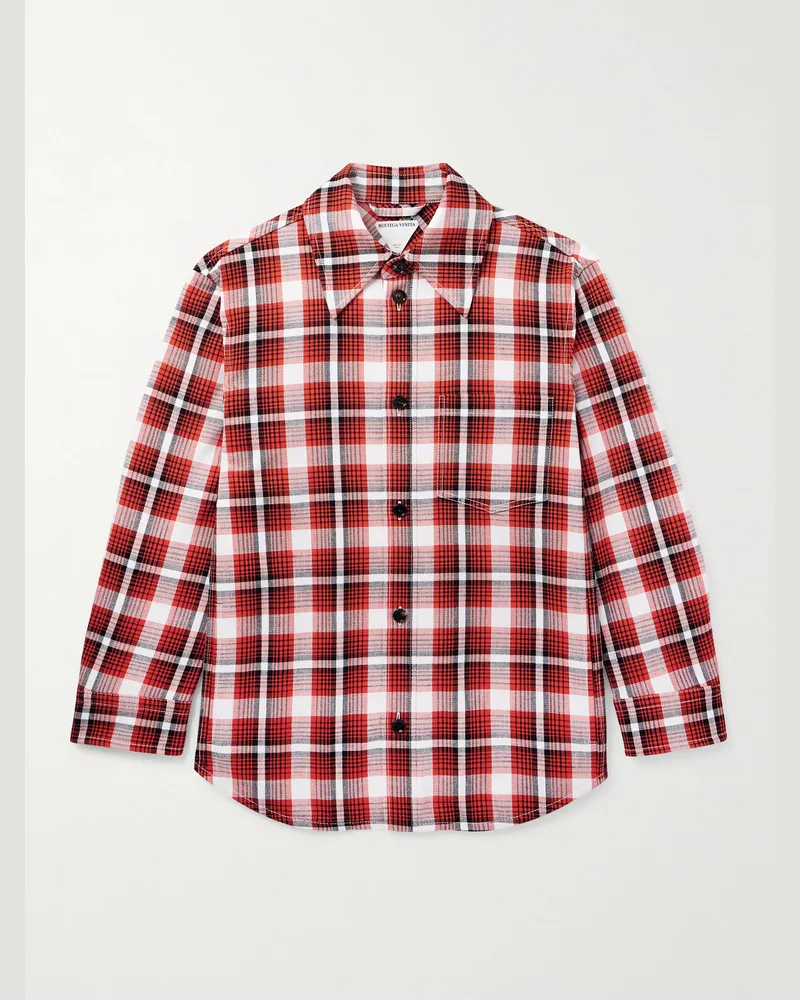 Bottega Veneta Karierte Hemdjacke aus Webstoff Rot