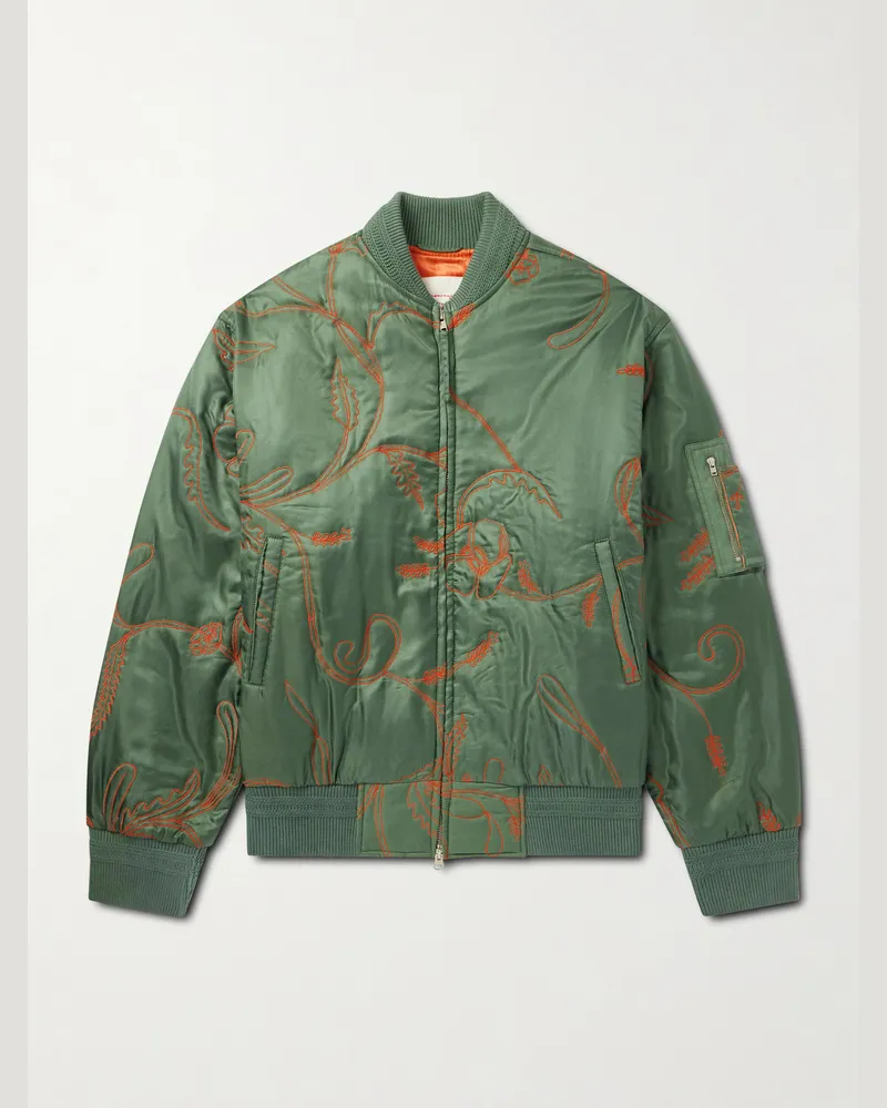 KARDO Max Bomberjacke aus Seiden-Twill mit Stickereien Grün
