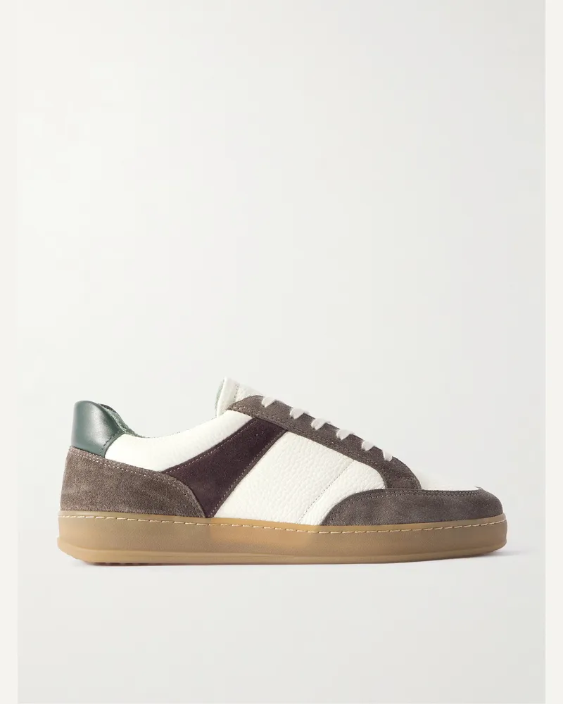 MR P. Colour-Block Suede and Leather Sneakers Brown