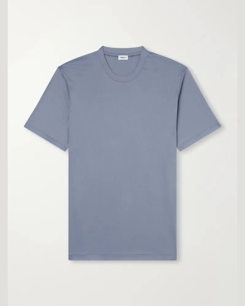 Zimmerli Sea Island Cotton-Jersey T-Shirt Blue