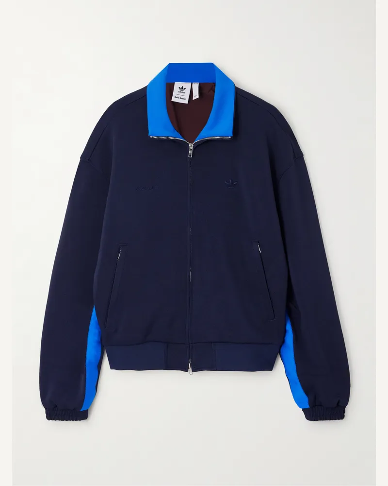 adidas Wales Bonner Trainingsjacke aus recyceltem Piqué mit Besatz aus glänzendem Jersey Blau