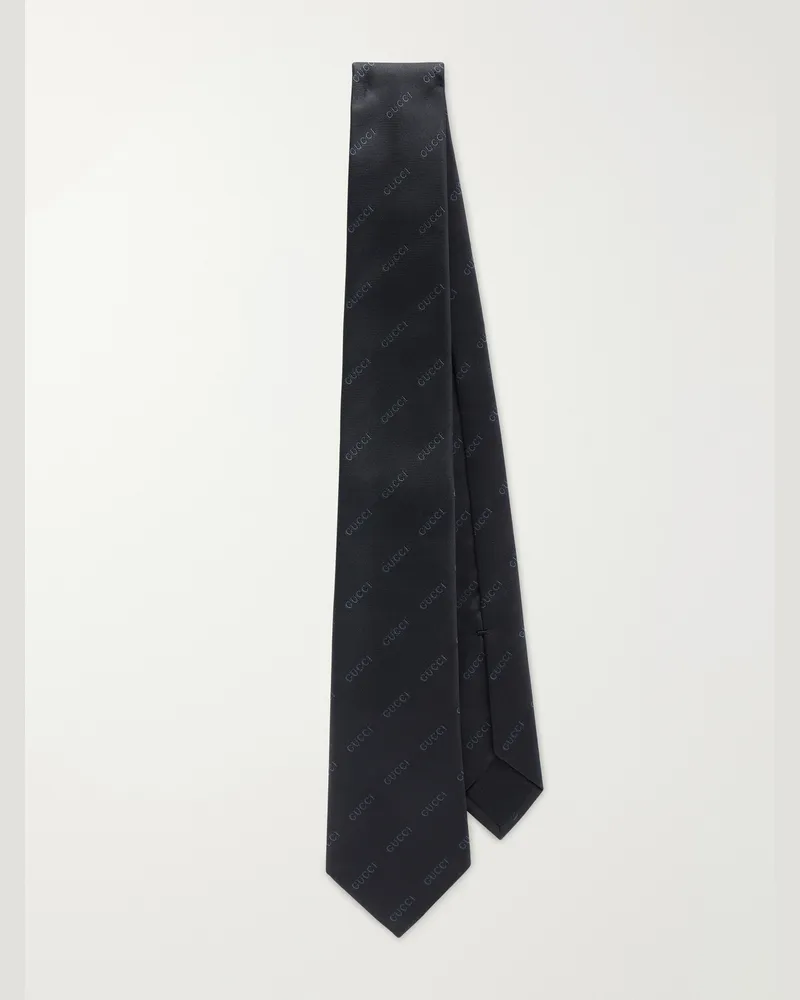 Gucci GG 7cm Logo-Jacquard Silk-Twill Tie Black