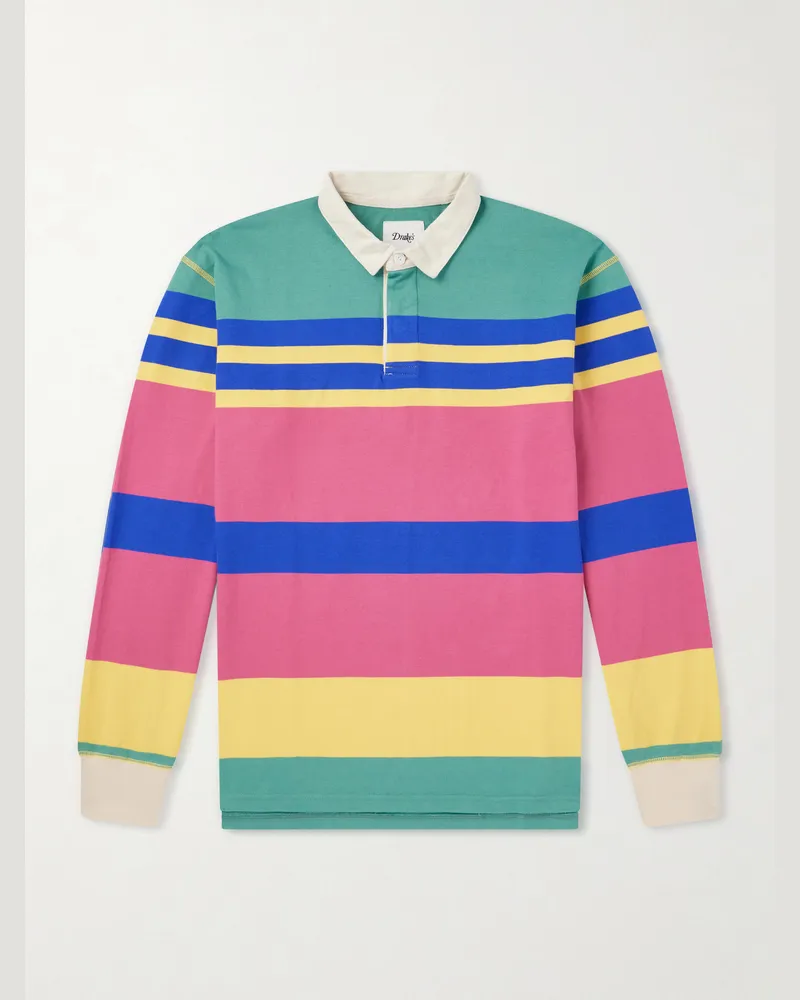 Drake's Striped Cotton-Jersey Polo Shirt Multi