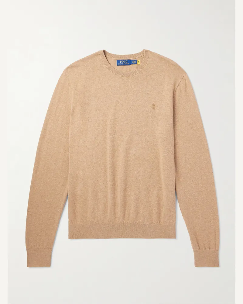 Ralph Lauren Pullover aus einer Baumwoll-Kaschmirmischung mit Logostickerei Neutral