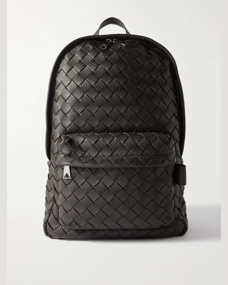 Bottega Veneta Rucksack aus vollnarbigem Intrecciato-Leder Braun
